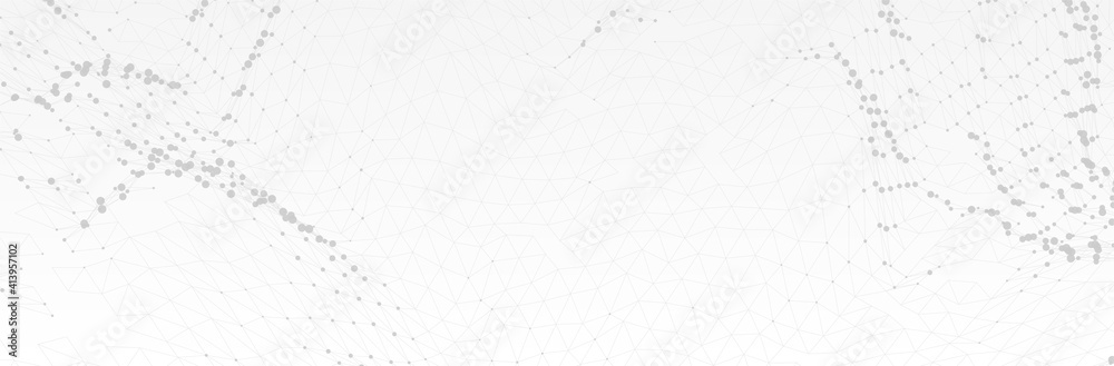 White Gray background. 3d dotted surface. Futuristic landscape. Technology presentation backdrop. Vector illustration