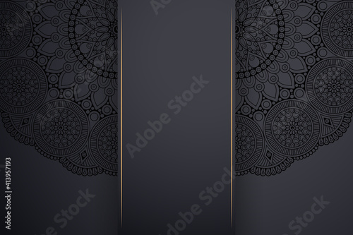 Luxury dark gold mandala ornament template