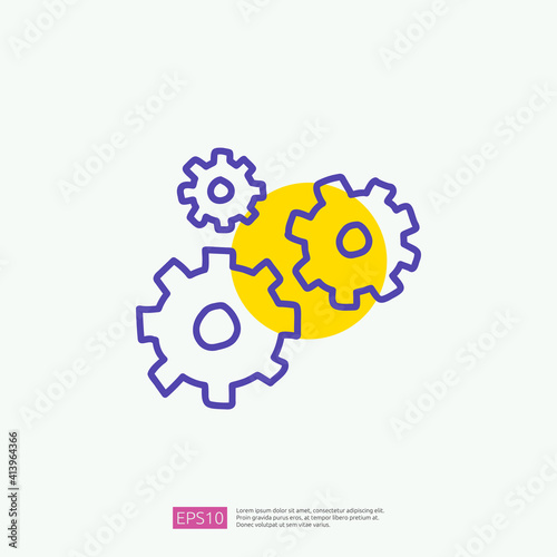 mechanical gear doodle icon for innovation idea concept. engineering related doodle sign symbol concept. fill color line vector illustration