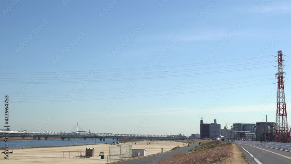 Tokyo, Japan. Scenery of the riverbed of Arakawa Tokyo, Japan. Scenery of the riverbed of Arakawa