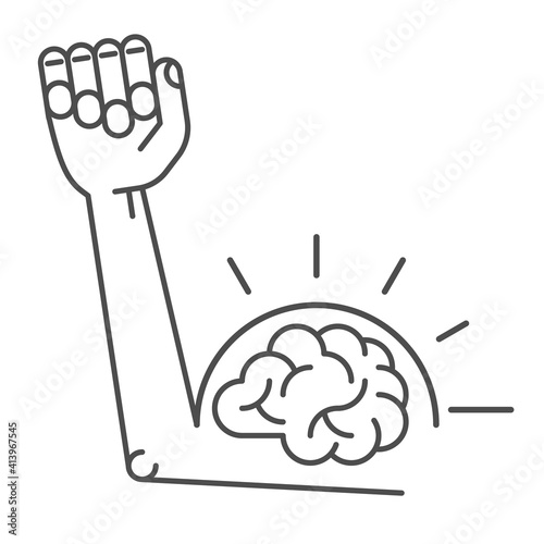 knowledge is power - strong analytical skills illustration , brain in biceps