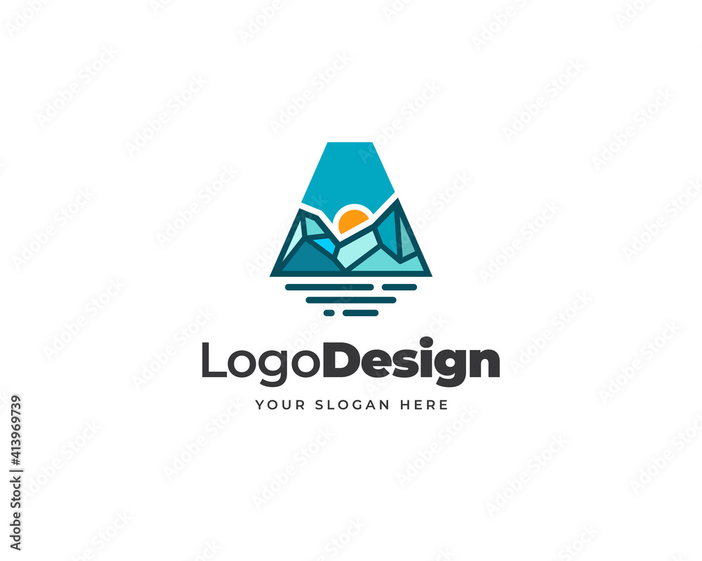 Letter A iceberg logo vector. Creative peak logo design Letter A iceberg logo vector. Creative peak logo design