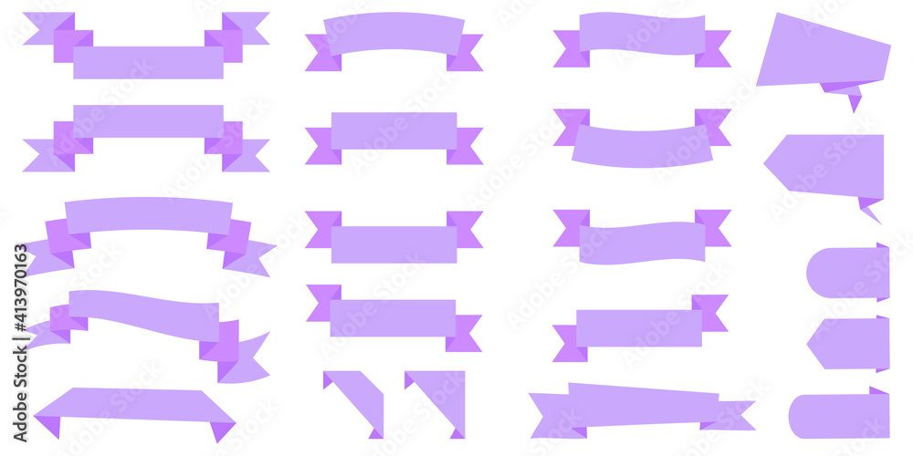 Purple ribbons in realistic style. Vector template collection. Vintage template for decoration design. Stock image. EPS 10.