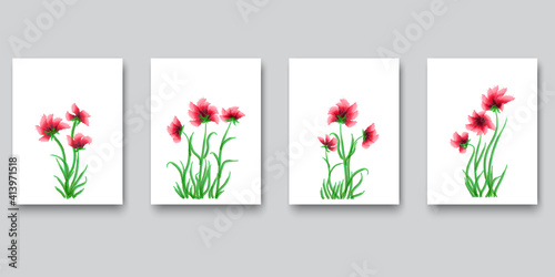 Obraz na płótnie Nature art poster design. Wall art watercolor abstract. paintings flowers. Vector pattern. Stock image. EPS 10. w salonie