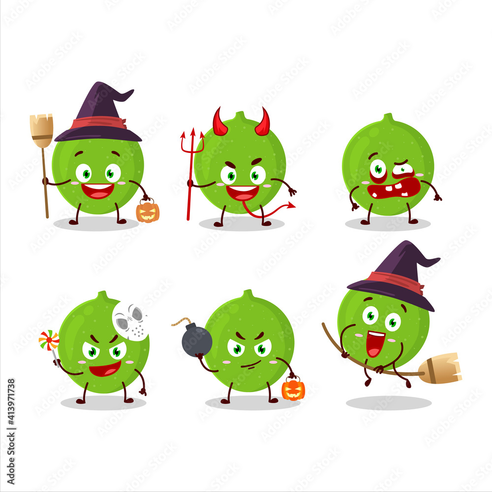 Halloween expression emoticons with cartoon character of alibertia fruit Halloween expression emoticons with cartoon character of alibertia fruit