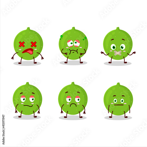 Alibertia fruit cartoon character with nope expression