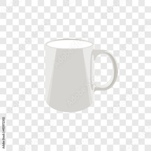 white mug. a cup of coffee or tea. color illustration. mockup for branding. vector template. single object on transparent background