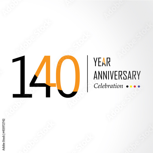 Year Anniversary Vector Template Design Illustration Black Orange Elegant White Background
