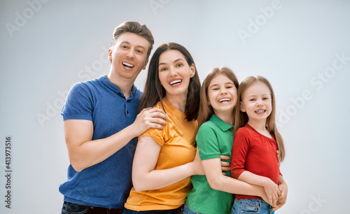 Happy family on white background.