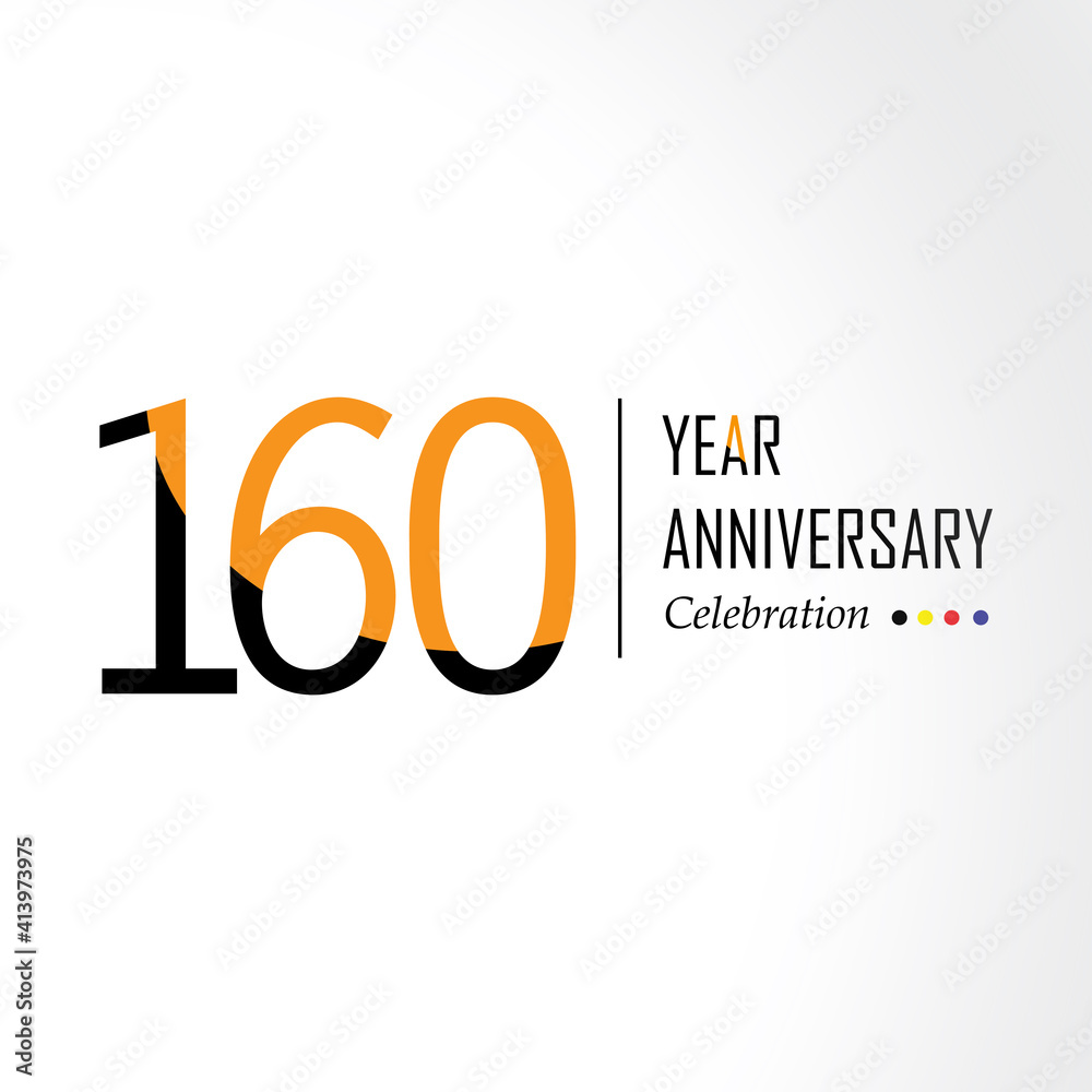 Fototapeta premium 160 Year Anniversary Vector Template Design Illustration Black Orange Elegant White Background