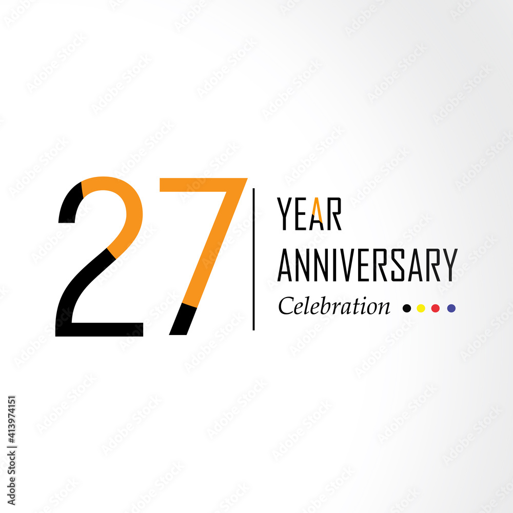Year Anniversary Vector Template Design Illustration Black Orange Elegant White Background
