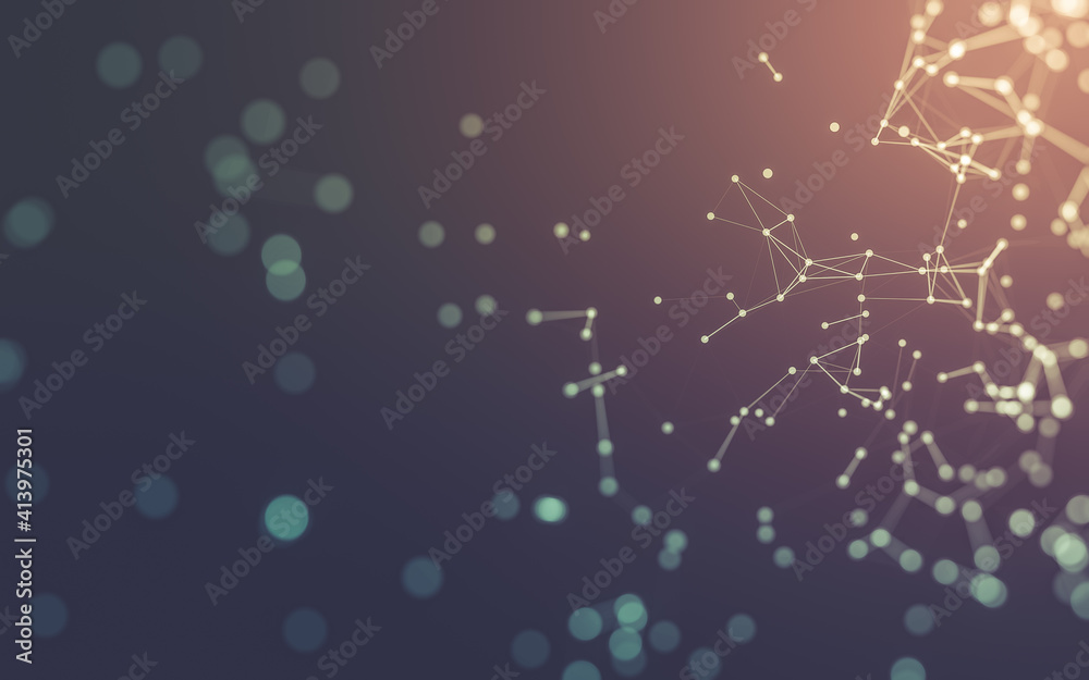 Abstract background. Molecules technology with polygonal shapes, connecting dots and lines. Connection structure. Big data visualization. Abstract background. Molecules technology with polygonal shapes, connecting dots and lines. Connection structure. Big data visualization.