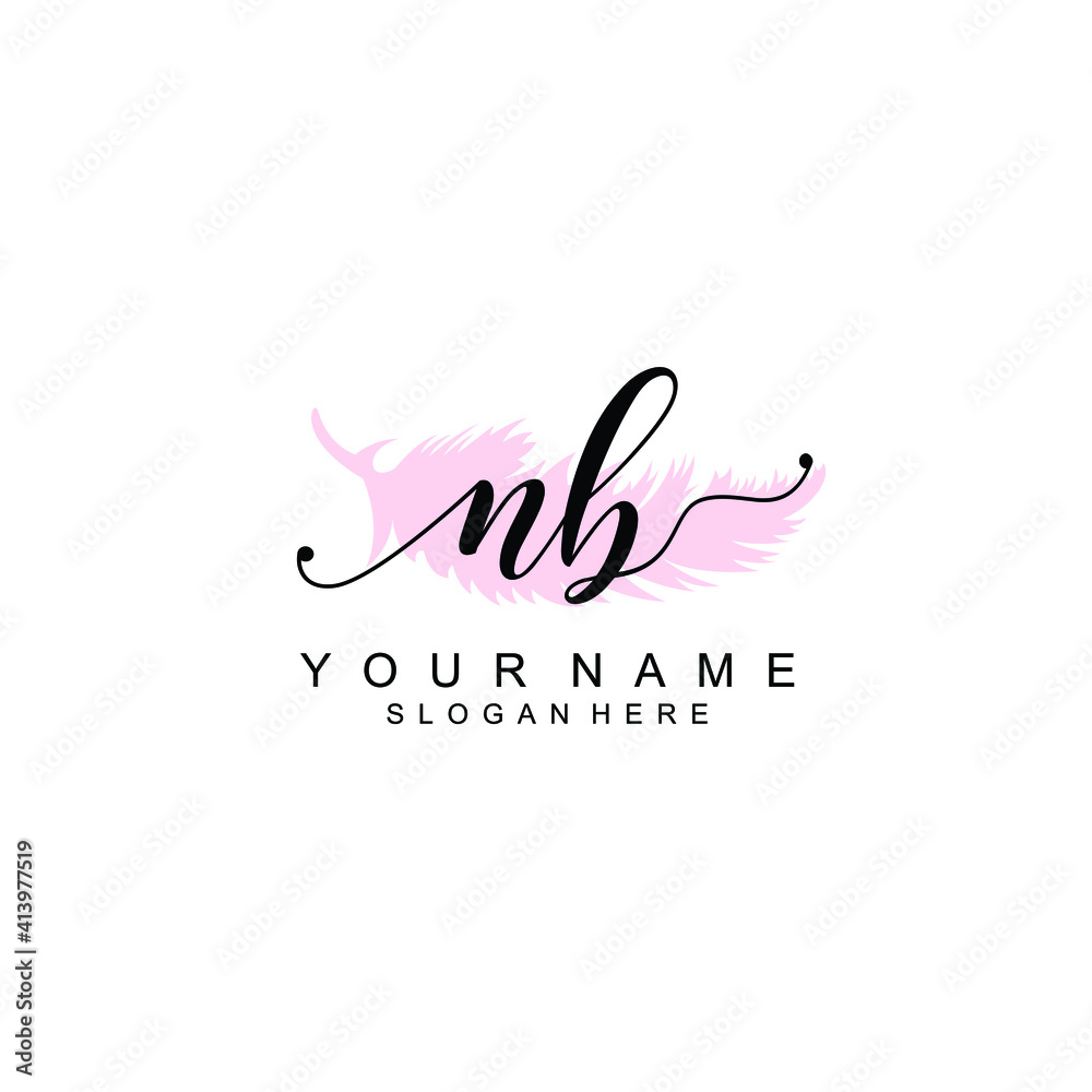 NB Initial handwriting logo template vector