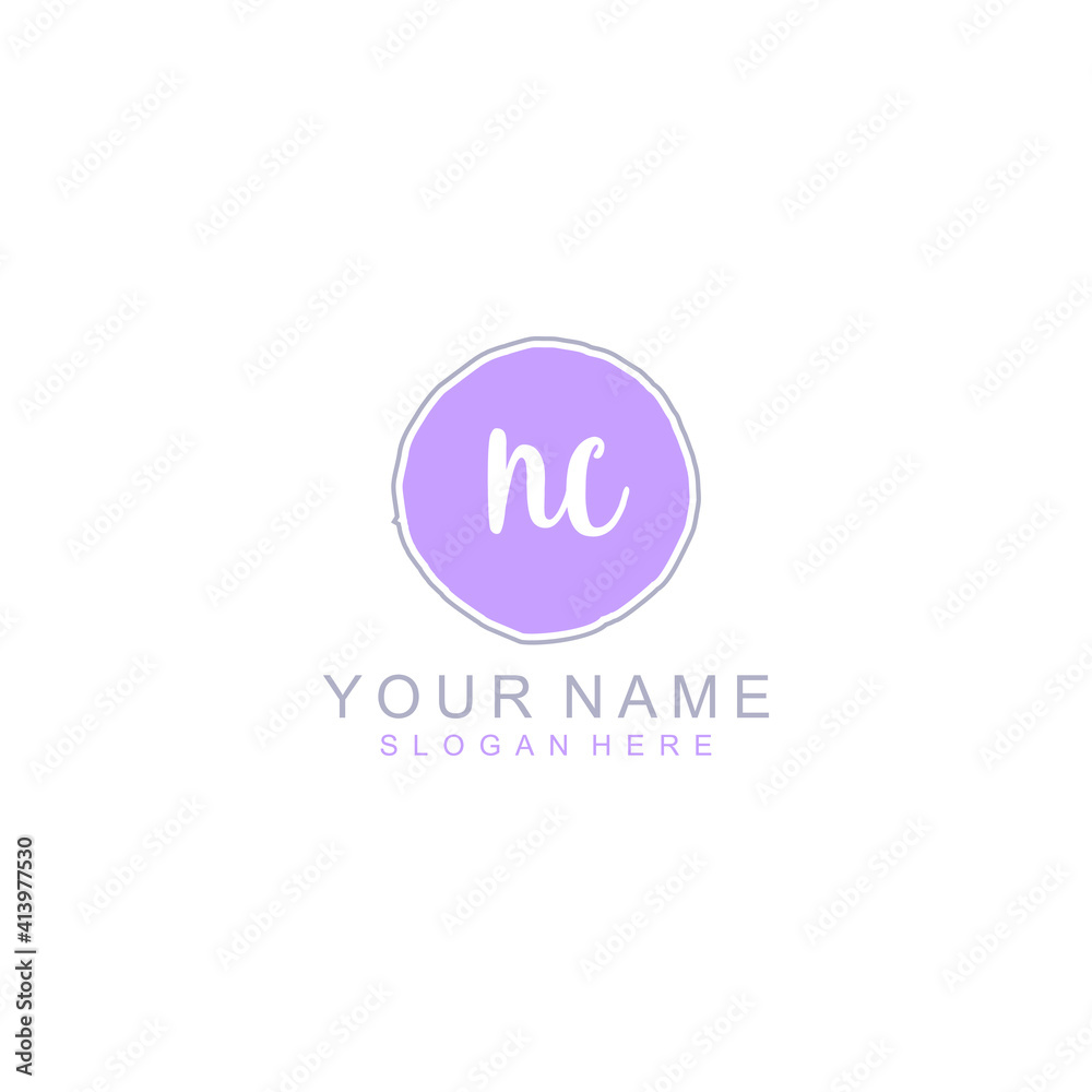 NC Initial handwriting logo template vector