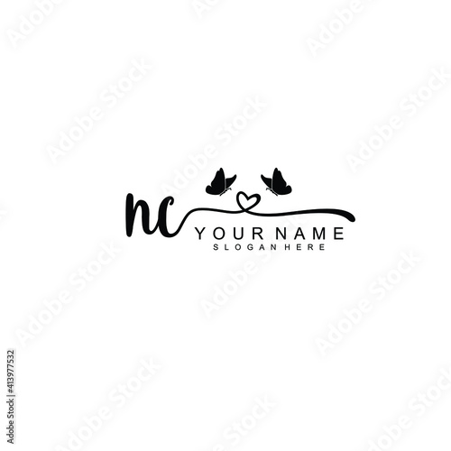 NC Initial handwriting logo template vector