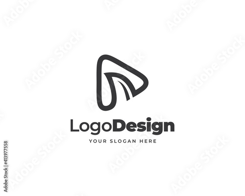 Fin play media logo vector. Modern tech logo design