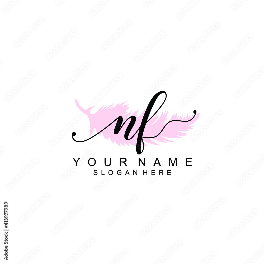 NF Initial handwriting logo template vector