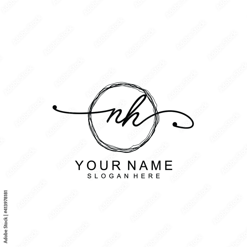 NH Initial handwriting logo template vector NH Initial handwriting logo template vector
