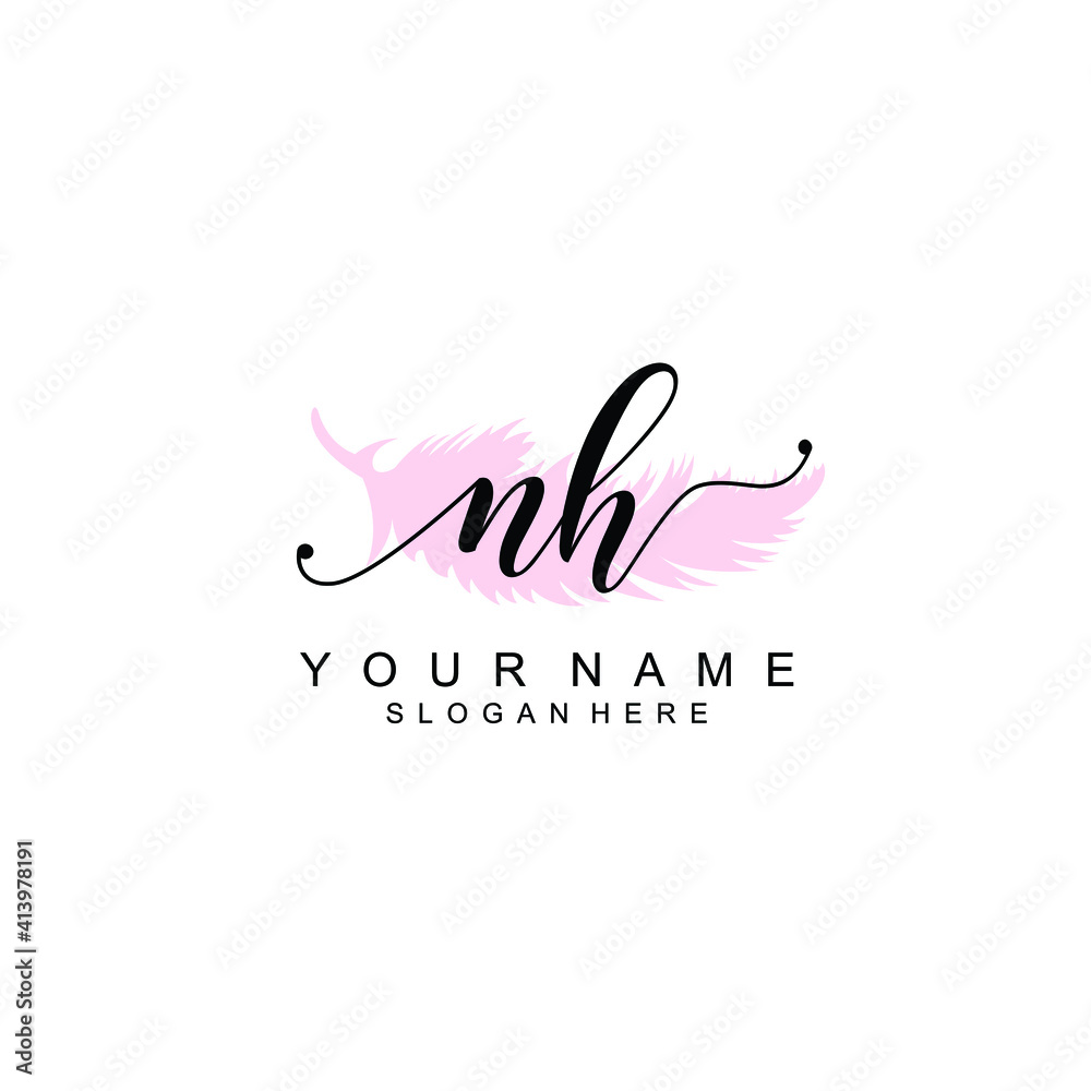 NH Initial handwriting logo template vector NH Initial handwriting logo template vector