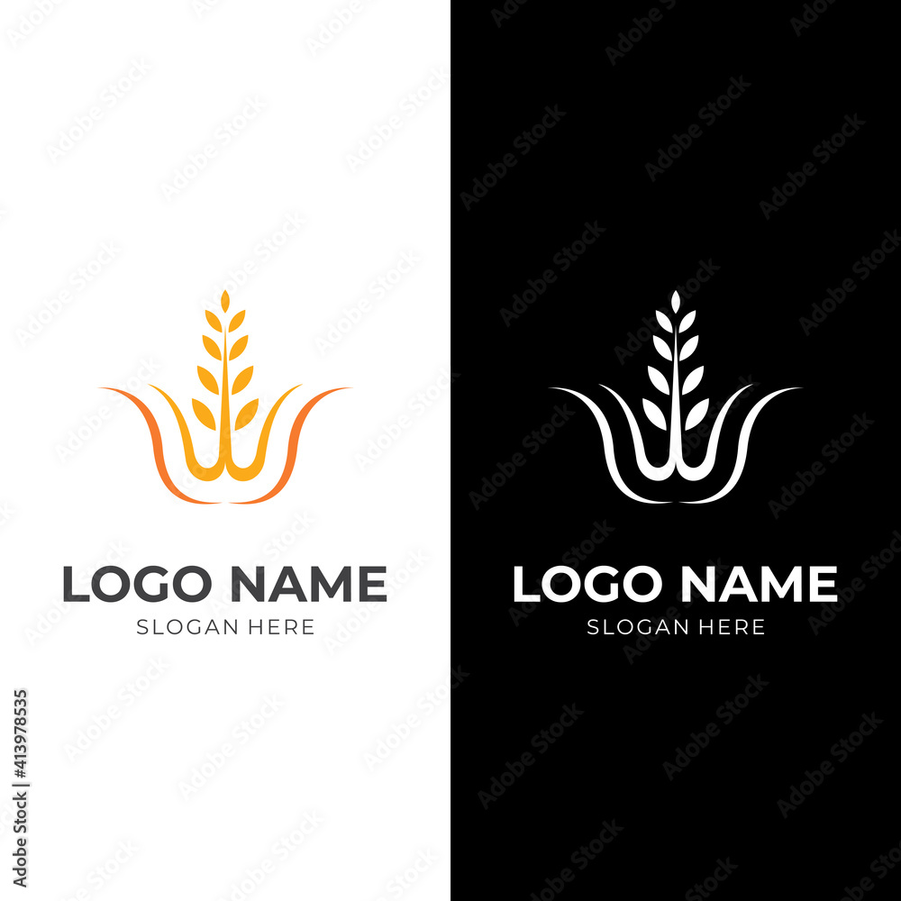 wheat logo vector flat yellow and white color style