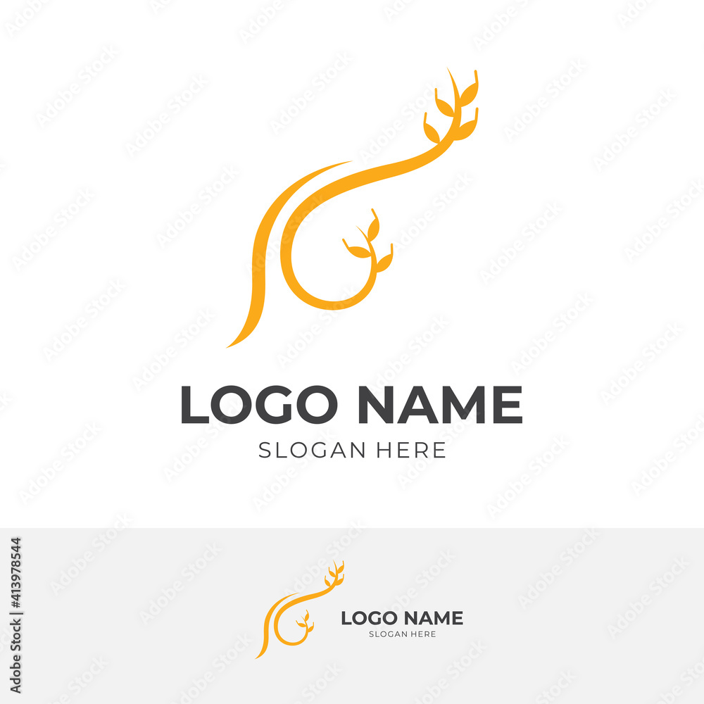 Obraz premium wheat logo vector flat orange color style