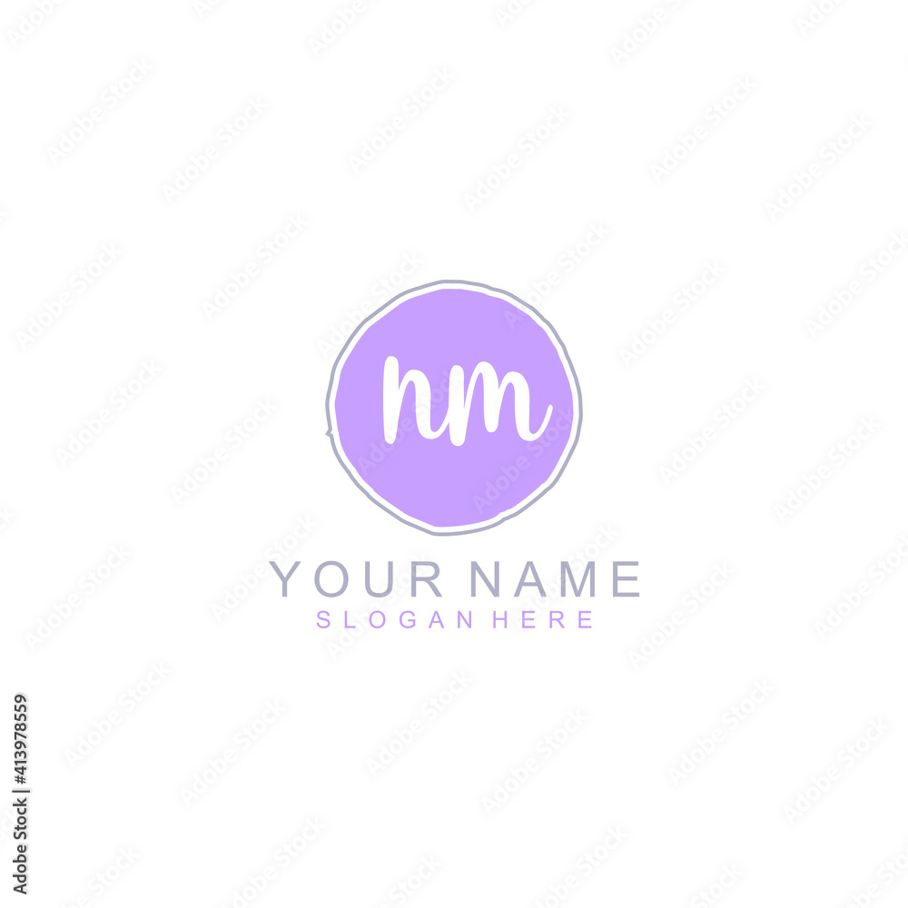 NM Initial handwriting logo template vector NM Initial handwriting logo template vector