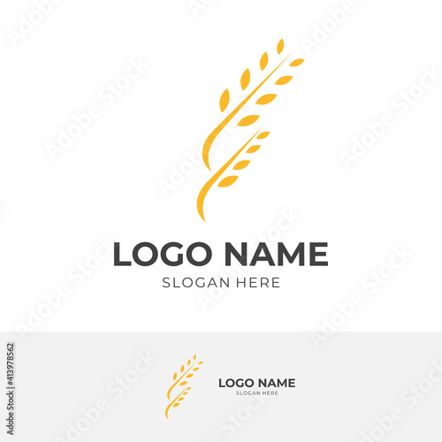 wheat logo template flat yellow color style