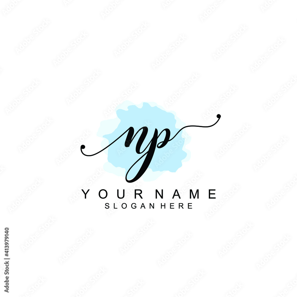 NP Initial handwriting logo template vector NP Initial handwriting logo template vector