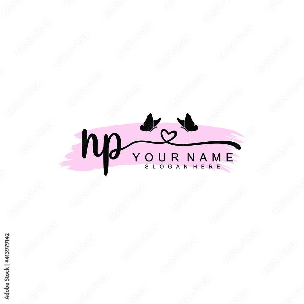 NP Initial handwriting logo template vector NP Initial handwriting logo template vector