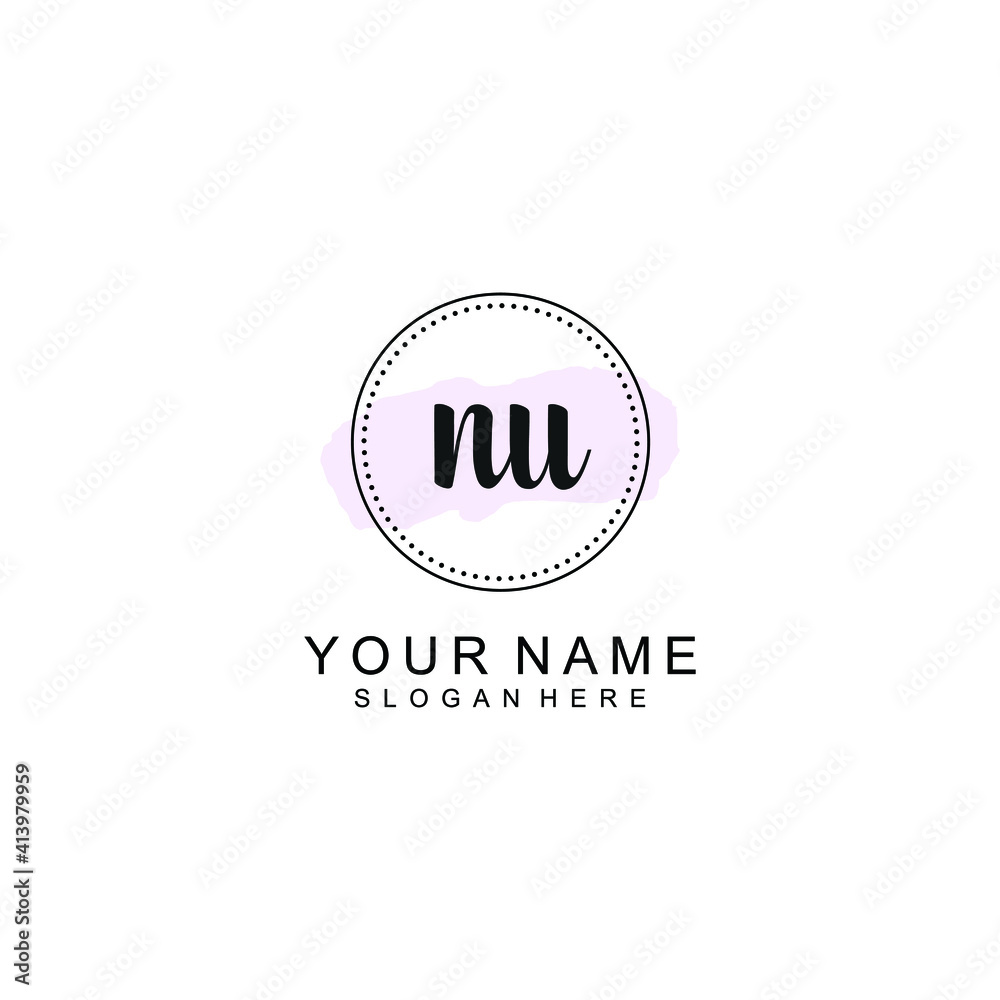 NU Initial handwriting logo template vector