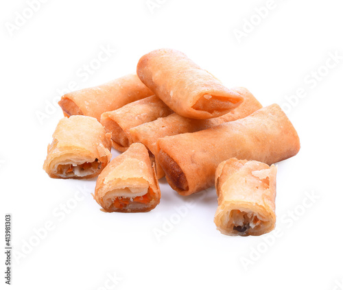 Spring rolls  Chinese cuisine  isolated on white background.