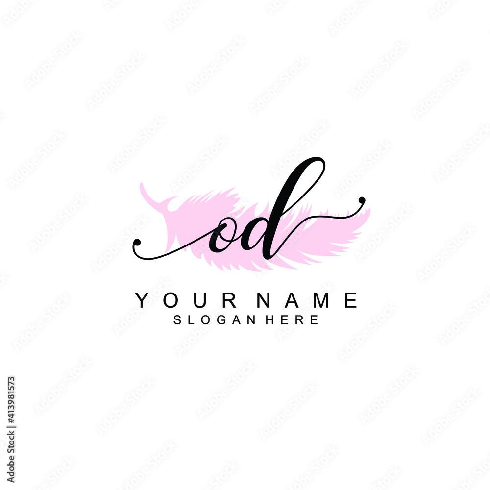 OD Initial handwriting logo template vector OD Initial handwriting logo template vector