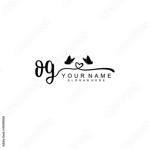 OG Initial handwriting logo template vector