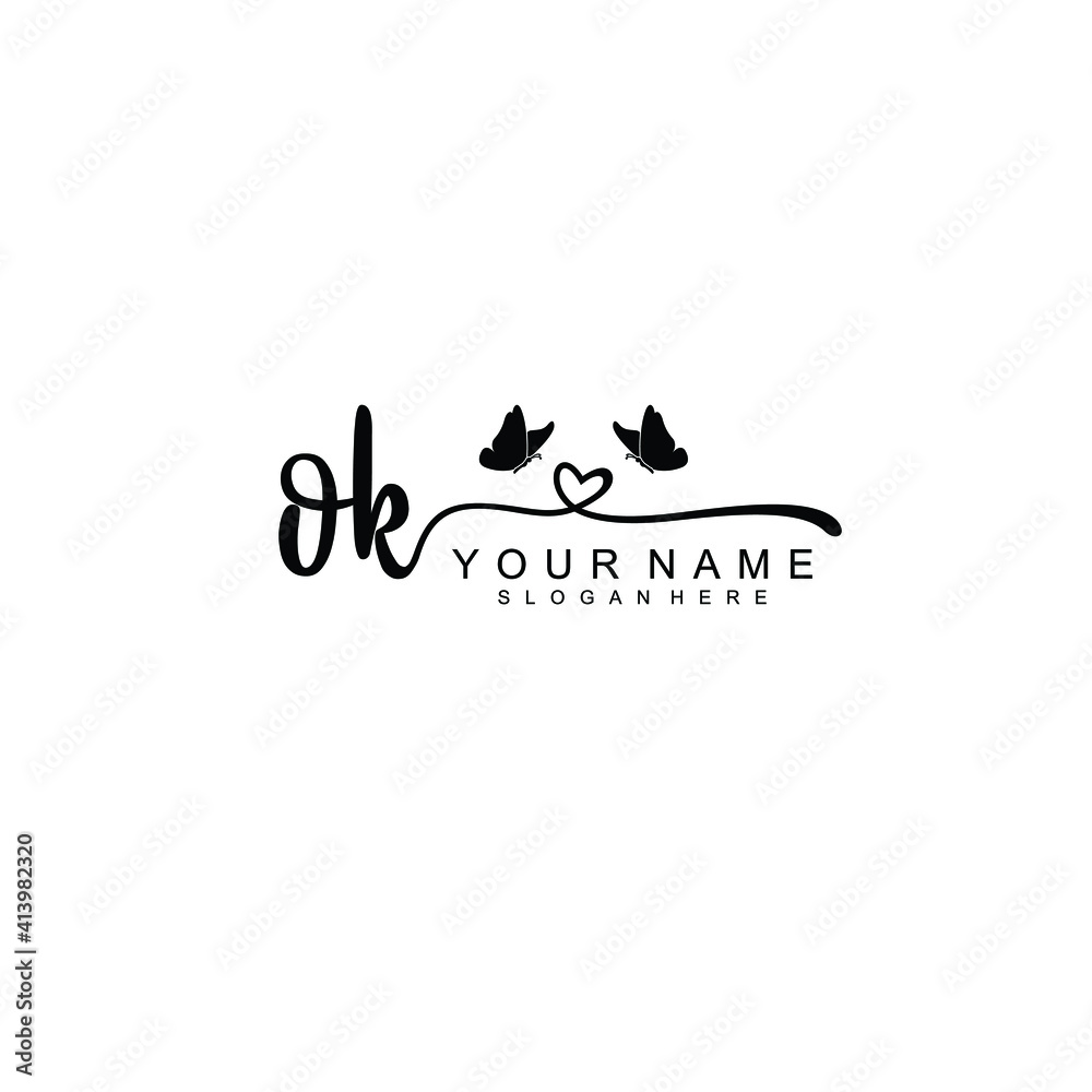 OK Initial handwriting logo template vector OK Initial handwriting logo template vector