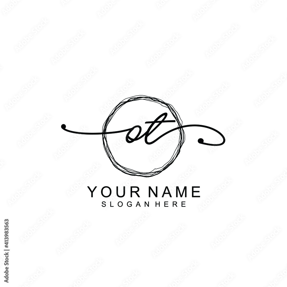 OT Initial handwriting logo template vector OT Initial handwriting logo template vector
