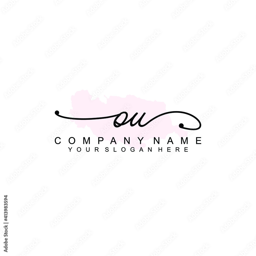OU Initial handwriting logo template vector OU Initial handwriting logo template vector