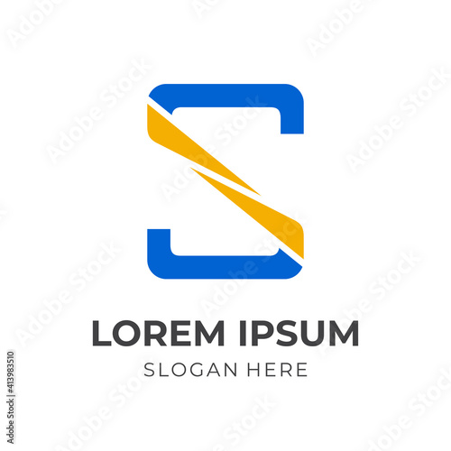 Free Download modern letter S logo design flat blue and yellow color style - GFXLoad