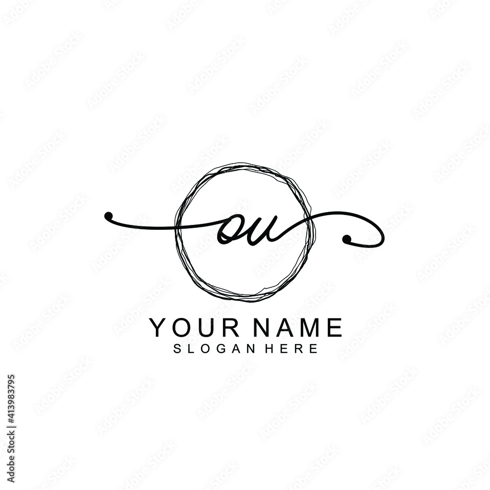 OV Initial handwriting logo template vector OV Initial handwriting logo template vector