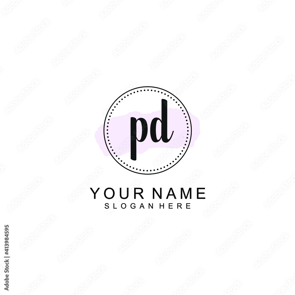 PD Initial handwriting logo template vector PD Initial handwriting logo template vector