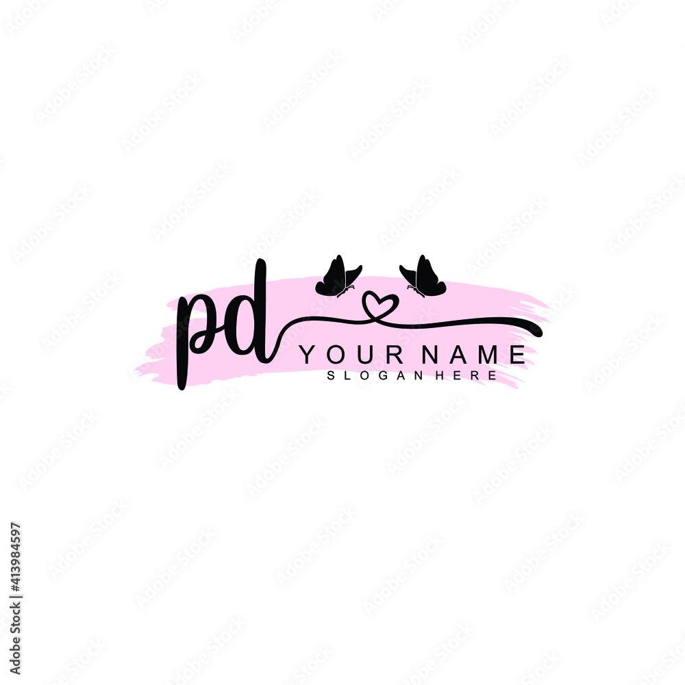 PD Initial handwriting logo template vector PD Initial handwriting logo template vector