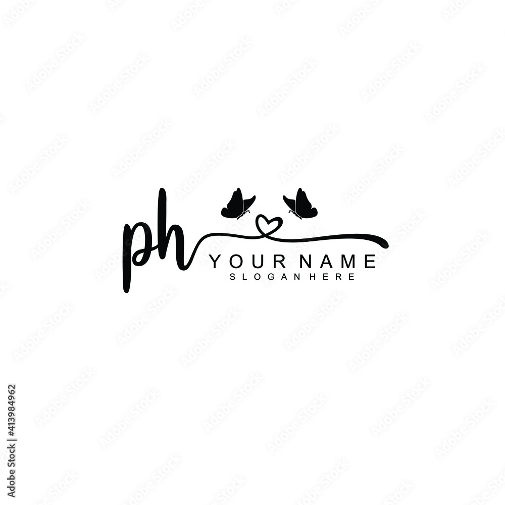 PH Initial handwriting logo template vector PH Initial handwriting logo template vector