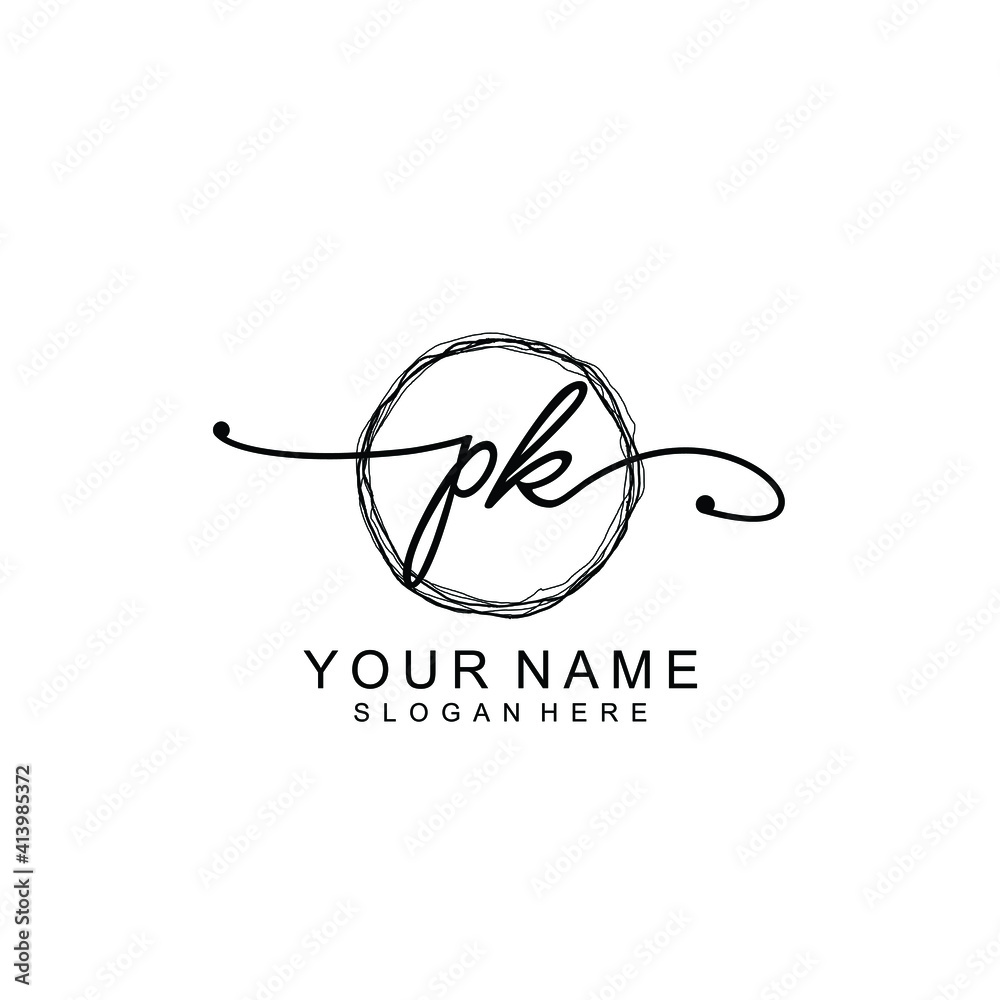 PK Initial handwriting logo template vector PK Initial handwriting logo template vector