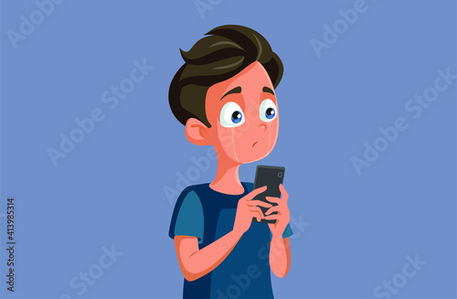 Sad Teen Boy Feeling Bullied Online
