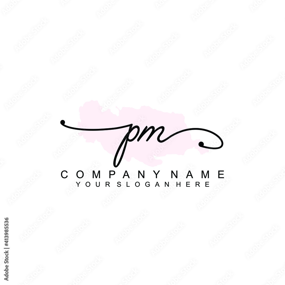 PM Initial handwriting logo template vector PM Initial handwriting logo template vector