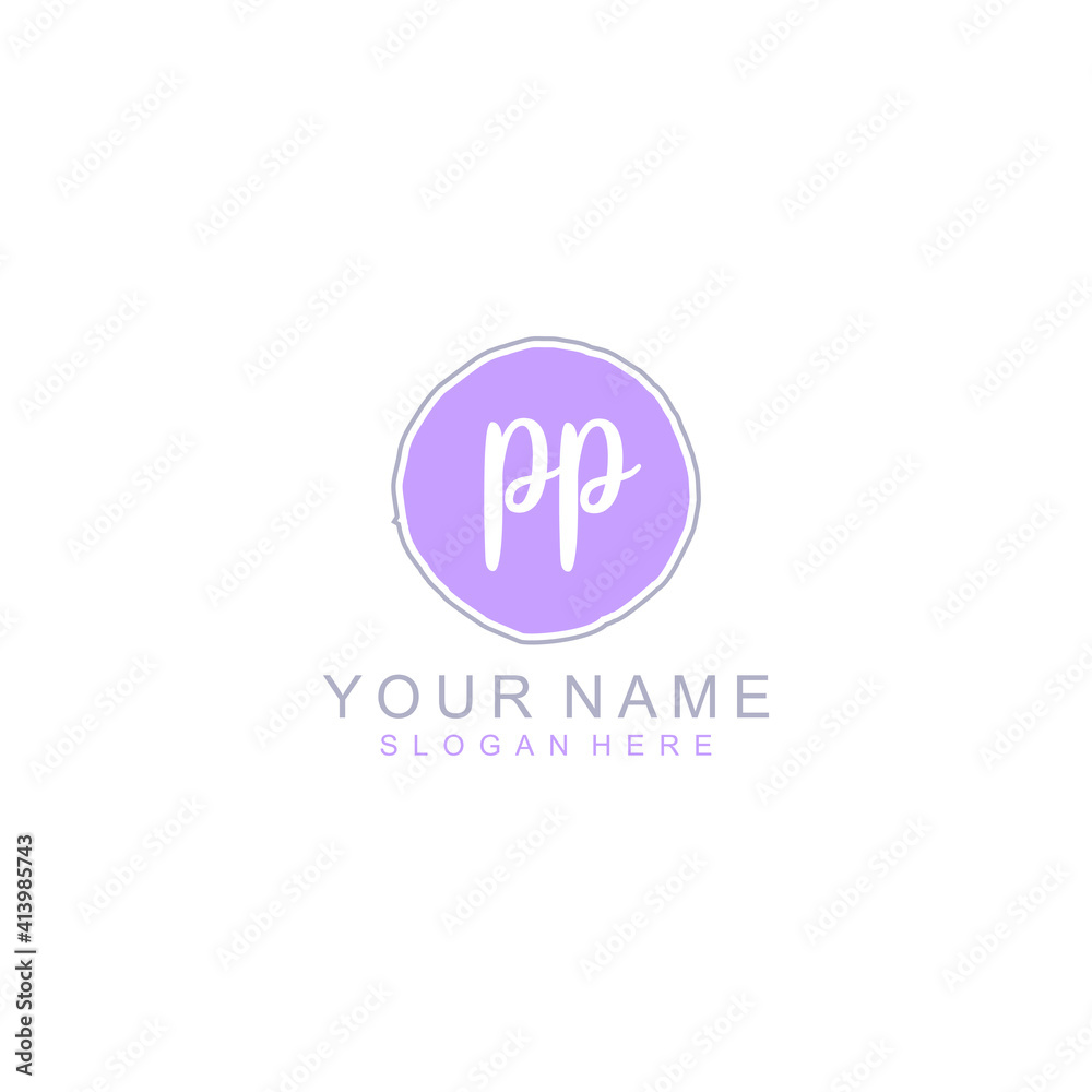 PP Initial handwriting logo template vector PP Initial handwriting logo template vector