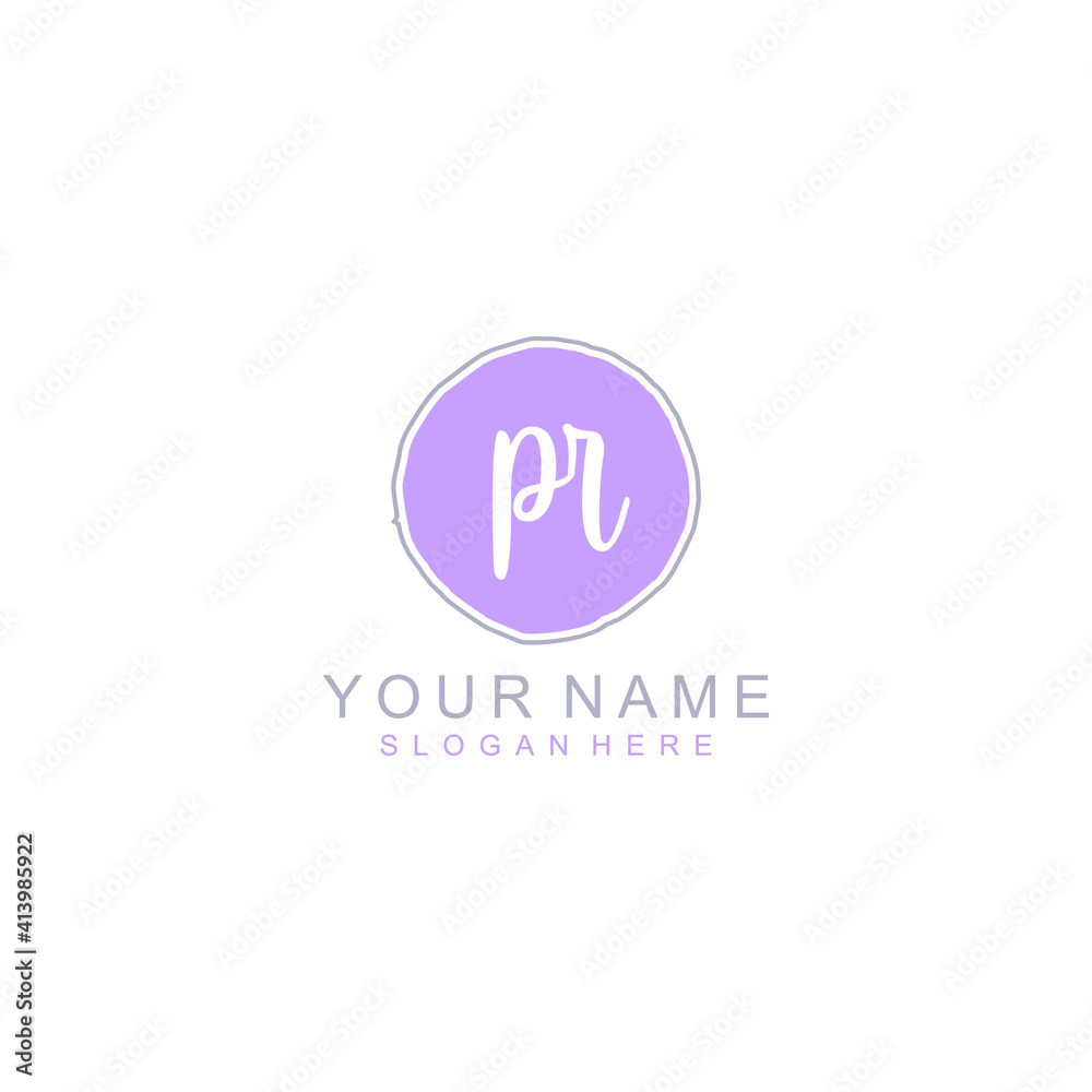 PR Initial handwriting logo template vector
