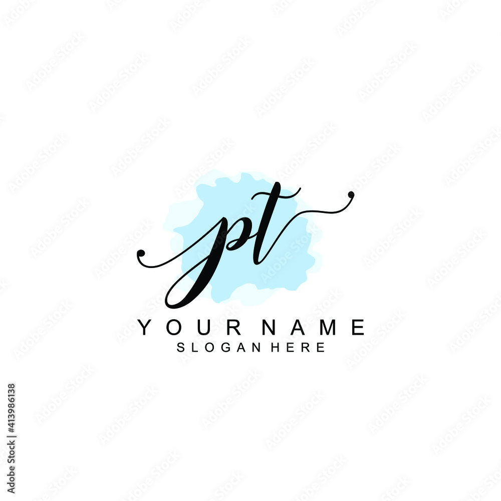 PT Initial handwriting logo template vector PT Initial handwriting logo template vector
