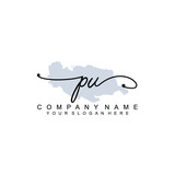 PV Initial handwriting logo template vector