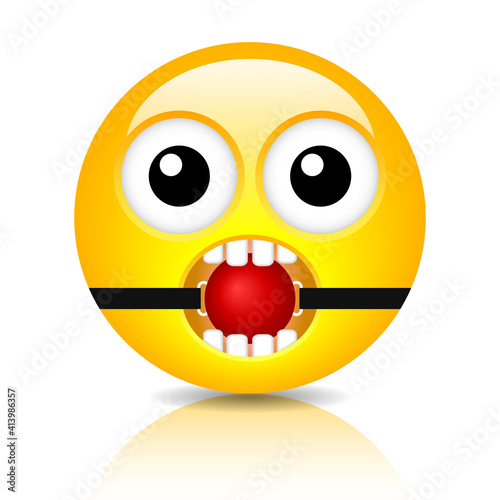 Funny emoji with mouth ball vector cartoon