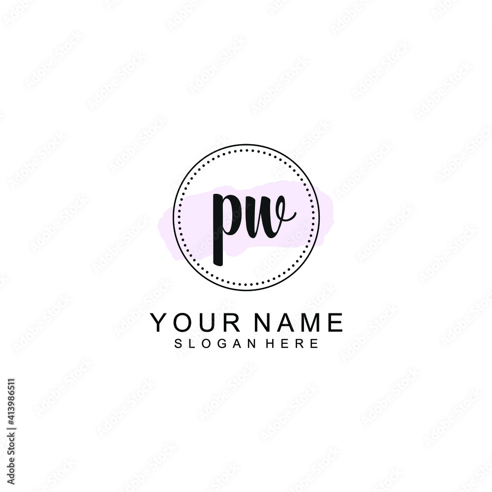 PW Initial handwriting logo template vector